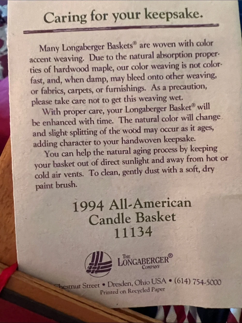 Longaberger 1994 All American Candle Star-Spangled Stripes Basket 4-Piece Set